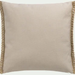 Coussin de jardin brodé en tissu 45x45cm - beige alpilles