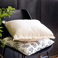 Coussin effet froissé en coton 45x45cm - beige