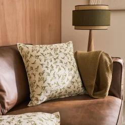 Coussin en coton à motif fleurs 45x45cm - vert