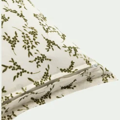 Coussin en coton à motif fleurs 45x45cm - vert