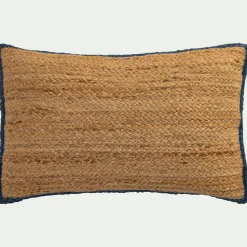 coussin en jute avec finition liseré 35x50cm - naturel