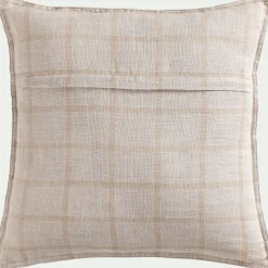 Coussin en lin lavé à carreaux 45x45cm - beige