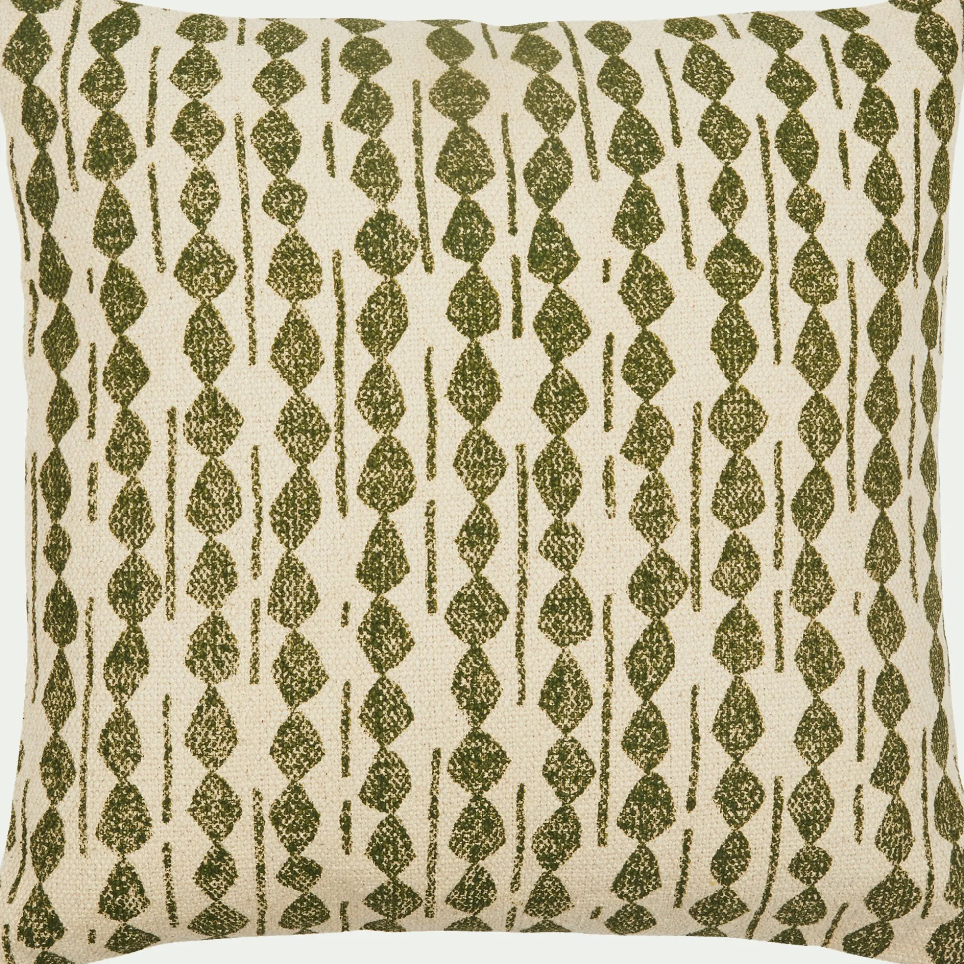 Coussin ethnique en coton - vert cèdre 45x45cm