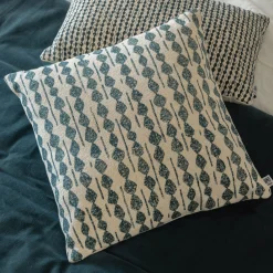 Coussin ethnique en coton 45x45cm - bleu figuerolles