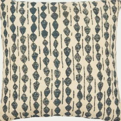 Coussin ethnique en coton 45x45cm - bleu figuerolles