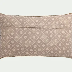 Coussin finition croquet en coton 30x50cm - beige ficelle