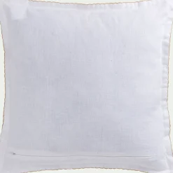 Coussin finition croquet en lin et coton 45x45cm - blanc