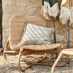 Coussin frangé en lin 45x45cm - naturel