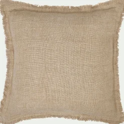 Coussin frangé en lin 45x45cm - naturel