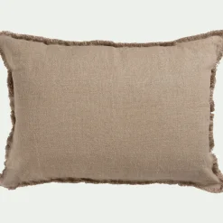 Coussin frangé en lin 50x70cm - naturel