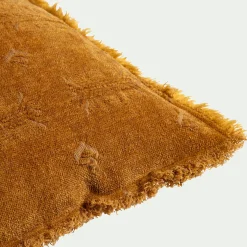 Coussin frangé en velours 30x50cm - brun alep