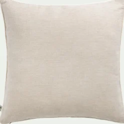 Coussin motif Laurier en lin et coton 45x45cm - blanc