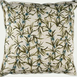 Coussin motif romarin en coton 45x45cm - blanc