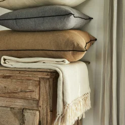 Coussin points bourdon en coton - gris ardoise 45x45cm