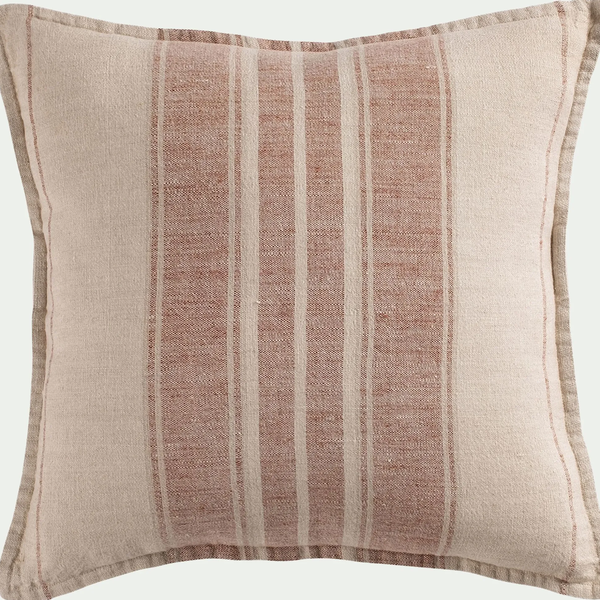 Coussin rayé en lin 45x45cm - rouge