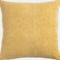 Coussin surpiqué en coton 45x45cm - jaune blé