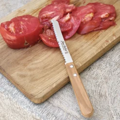 Couteau à tomates en inox et bois d'olivier 21cm - naturel