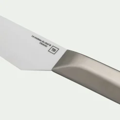 Couteau chef en céramique et manche en inox - gris métallisé