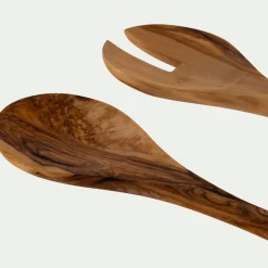 Couverts à salade en bois d'olivier - bois foncé