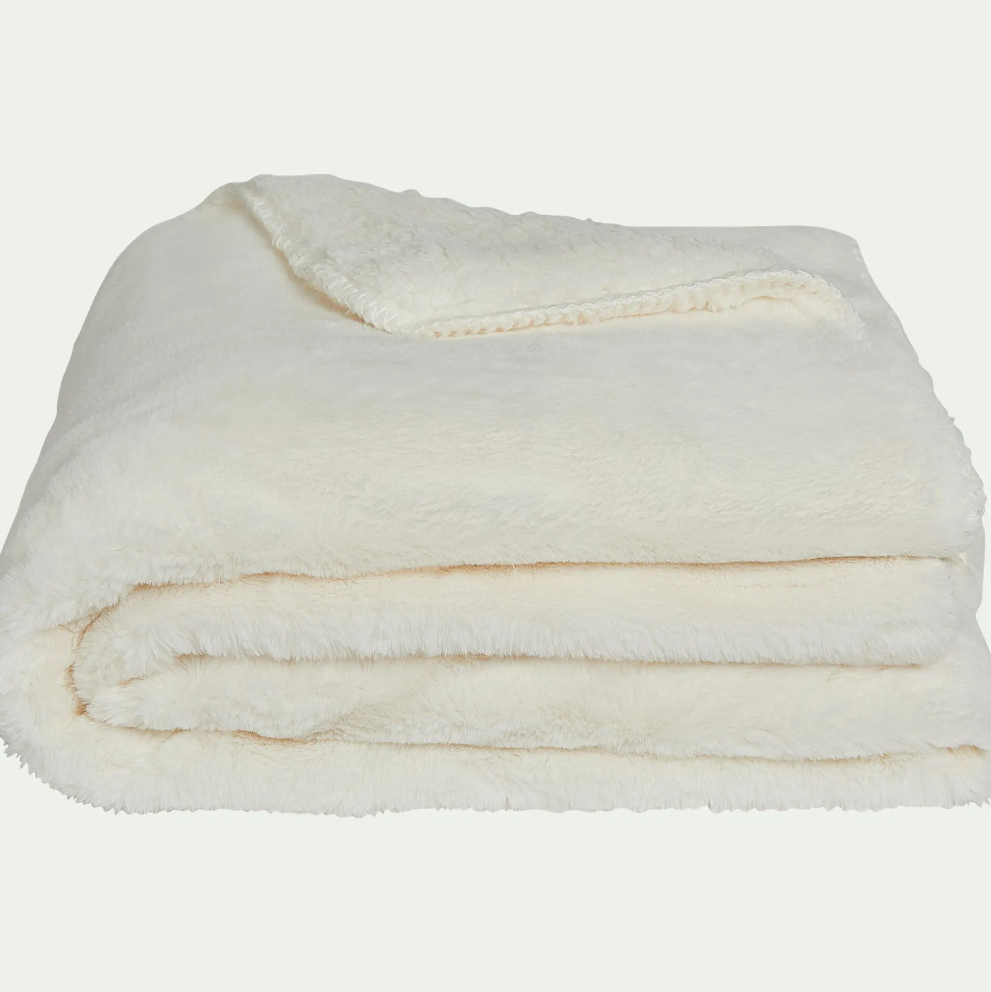 Couvre lit imitation fourrure - blanc ventoux 180x220cm