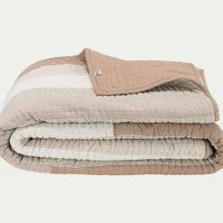 Couvre-lit patchwork en coton 230x250cm - beige