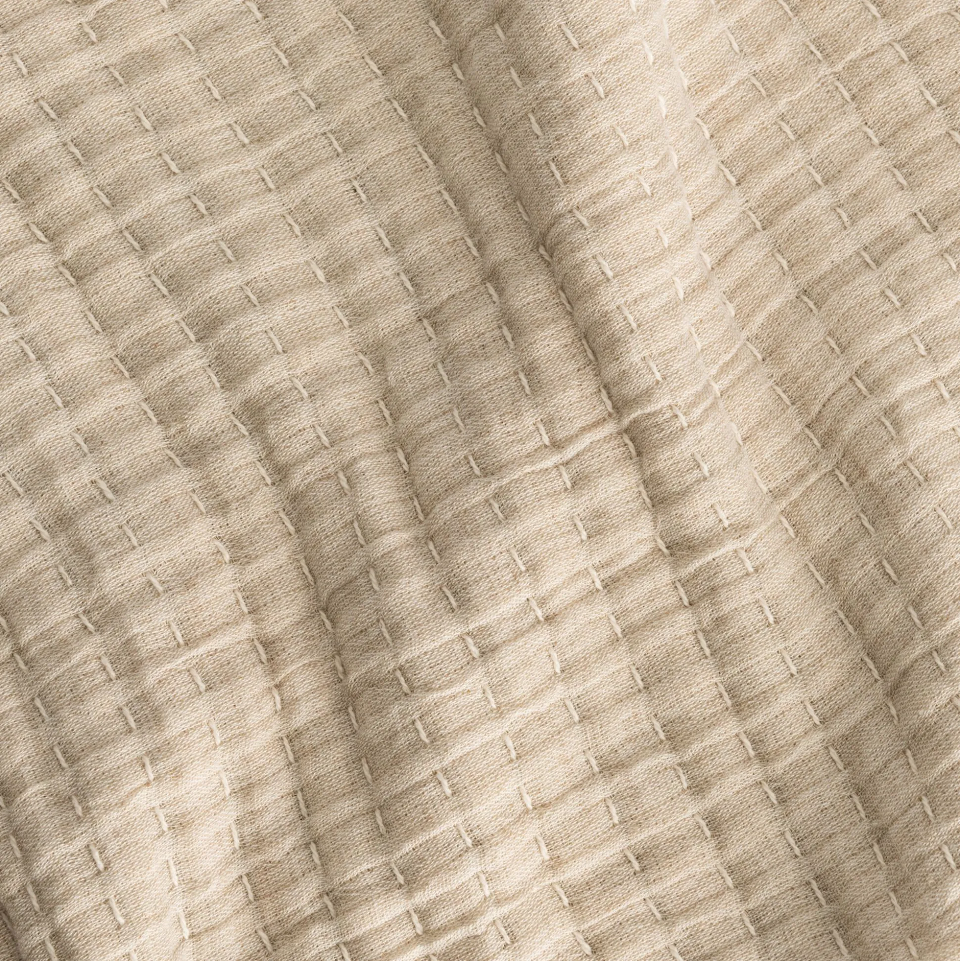 Couvre-lit en coton frangé 230x250cm - beige