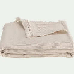 Couvre-lit en coton point ajouré 230x240cm - blanc écru