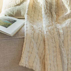 Couvre-lit en coton 130x170cm points fantaisies - blanc écru