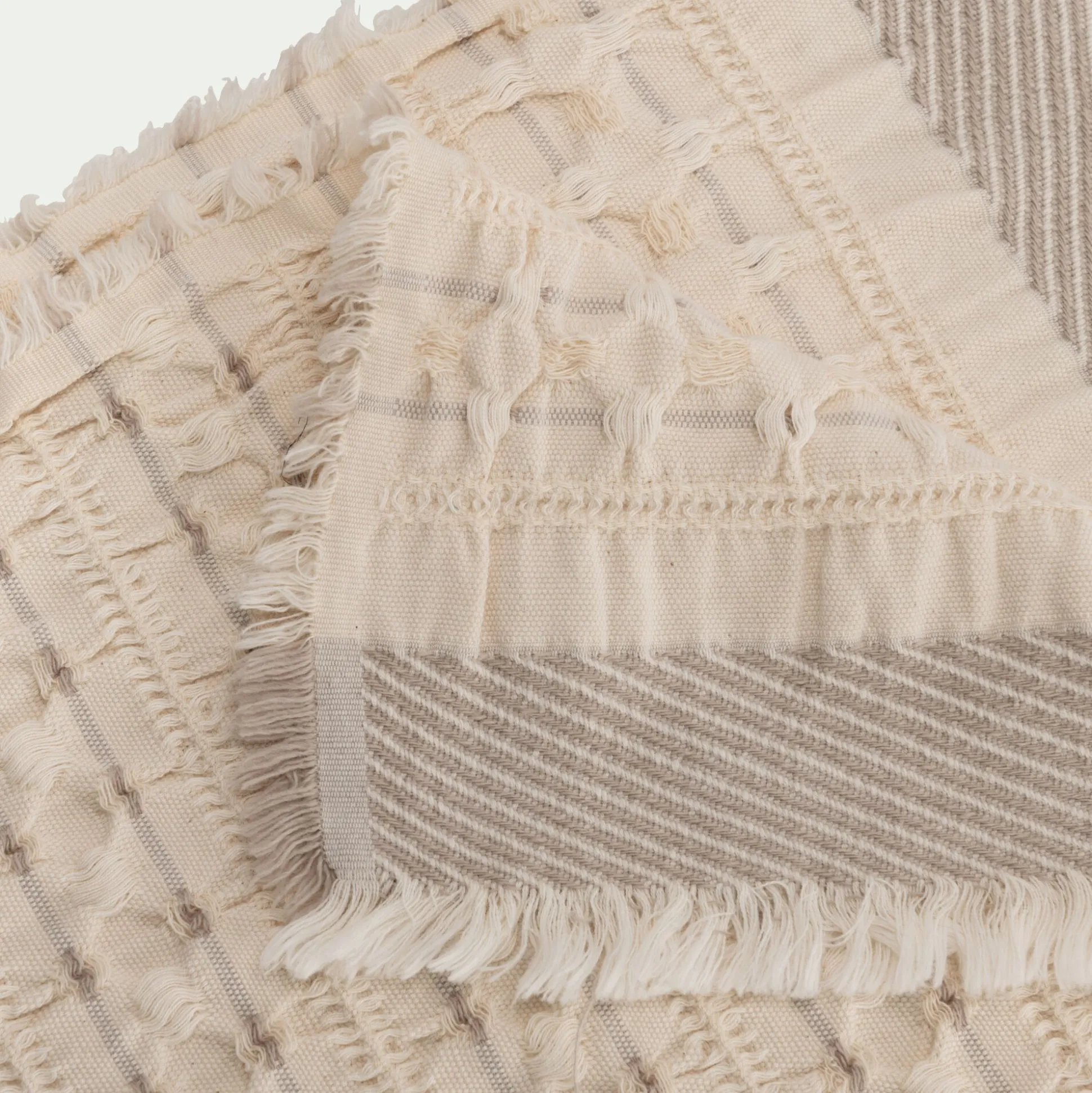 Couvre-lit en coton 230x240cm points fantaisies - blanc écru