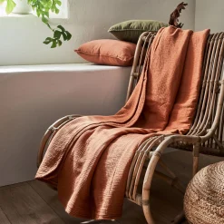 Couvre-lit en gaze de coton 180x230cm - brun rustrel