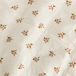 Couvre-lit en lin et coton 220x240cm motif rayé et floral - blanc