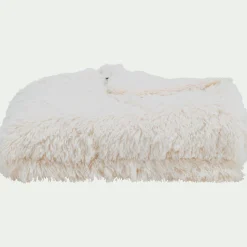 Couvre-lit imitation fourrure en polyester - blanc 180x220cm