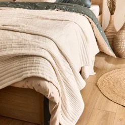 Couvre-lit matelassé en coton surpiqué 230x250cm - blanc écru