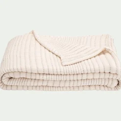 Couvre-lit matelassé en coton surpiqué 230x250cm - blanc écru