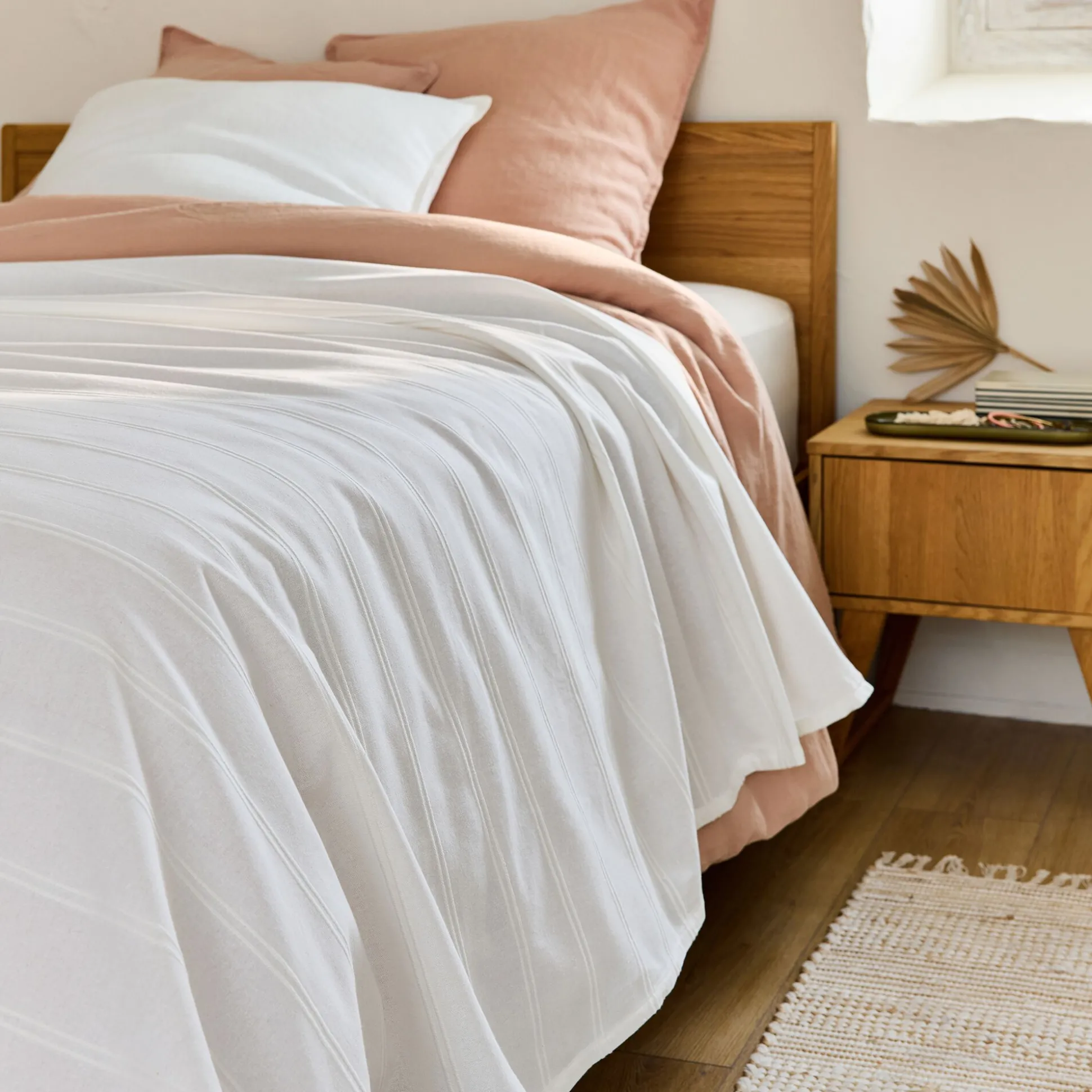 Couvre-lit tissé en coton 230x250cm - blanc ventoux