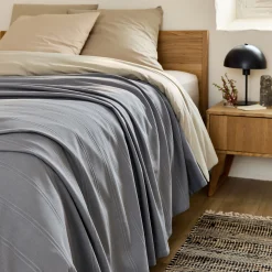 Couvre-lit tissé en coton 230x250cm - gris borie