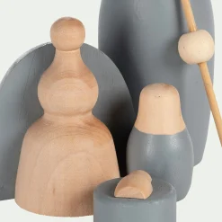 Crèche de Noël en bois H20cm - gris