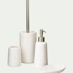 Distributeur de savon en céramique mouchetée - blanc ventoux