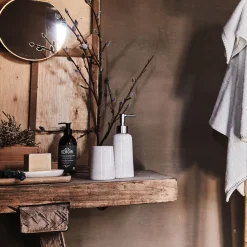 Distributeur de savon en céramique mouchetée - blanc ventoux