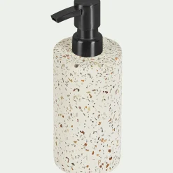 Distributeur de savon en terrazzo H17,5cm - blanc
