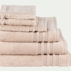 Drap de bain bouclette en coton - rose grège 100x150cm