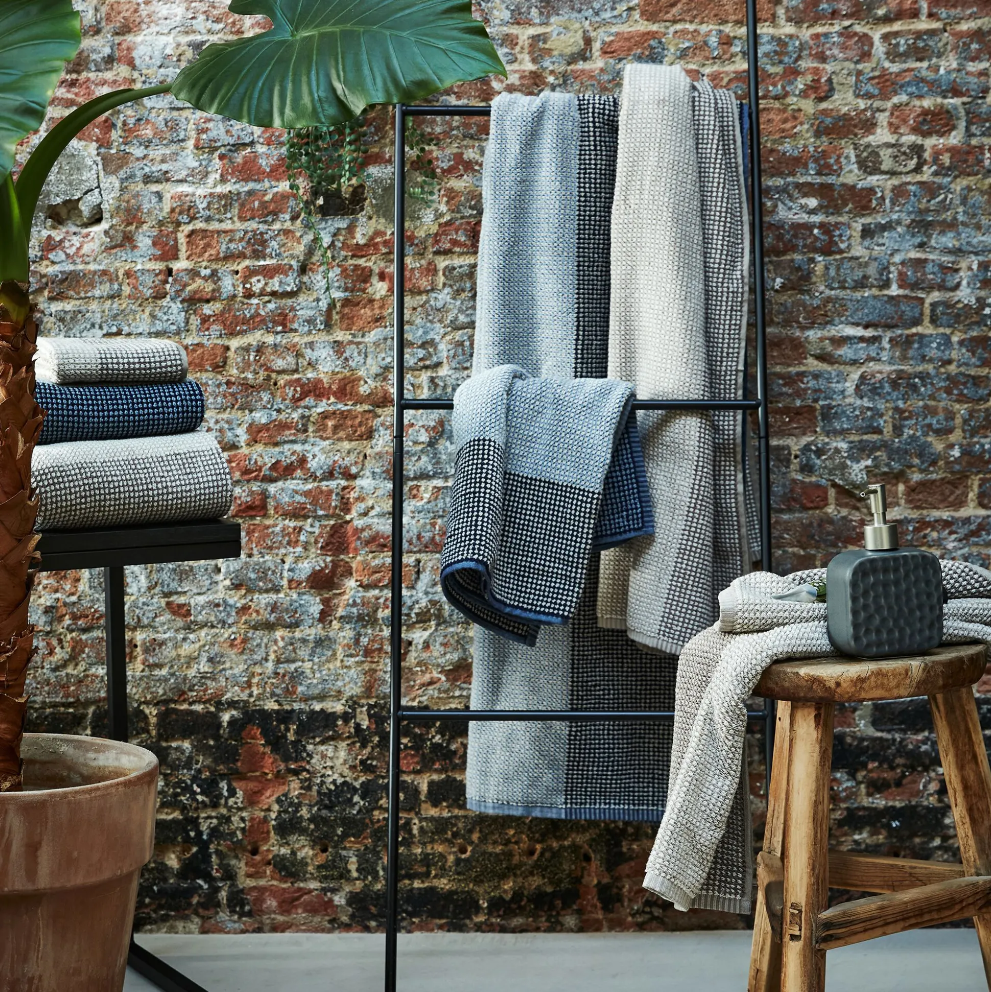 Drap de bain bouclette jacquard en coton - beige alpilles 100x150cm