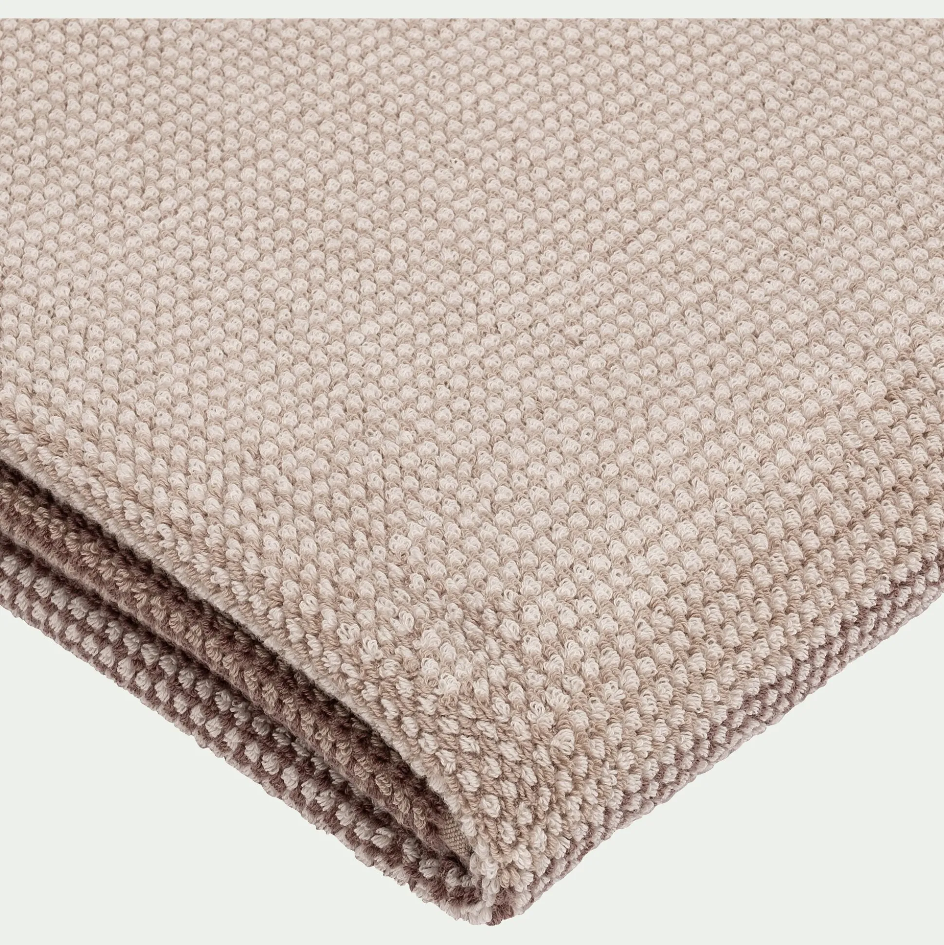 Drap de bain bouclette jacquard en coton - beige alpilles 100x150cm