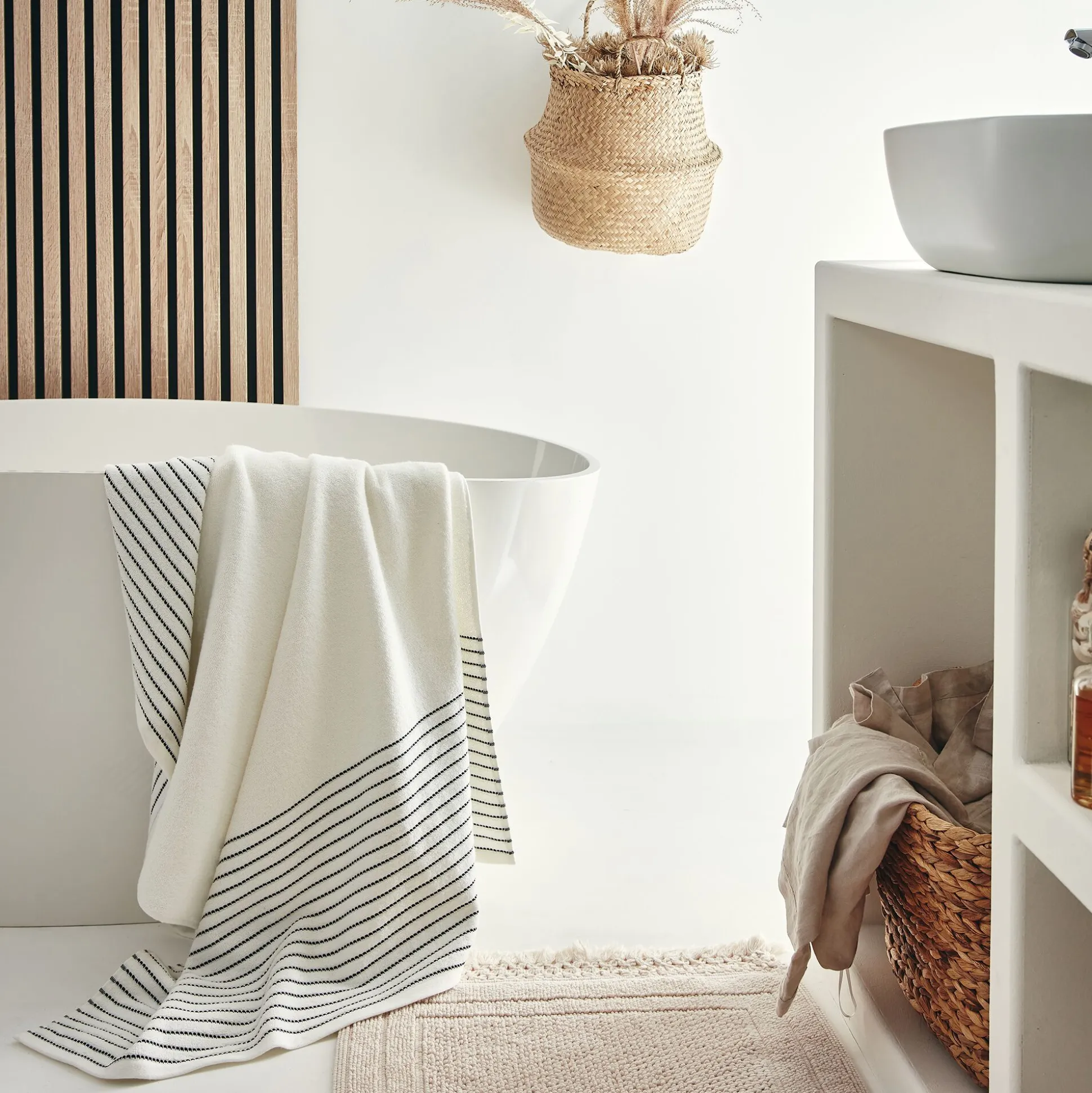 Drap de bain en coton - blanc ventoux 100x150cm