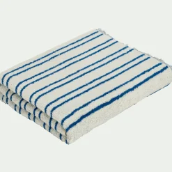 Drap de bain en coton à rayures 100x150cm - bleu