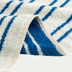 Drap de bain en coton à rayures 100x150cm - bleu