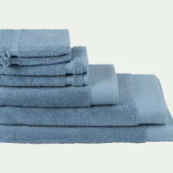 Drap de bain en coton peigné - bleu autan 100x150cm