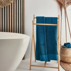 Drap de bain en coton peigné - bleu figuerolles 100x150cm