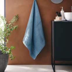 Drap de douche bouclette en coton - bleu autan 70x140cm