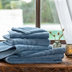 Drap de douche bouclette en coton - bleu autan 70x140cm